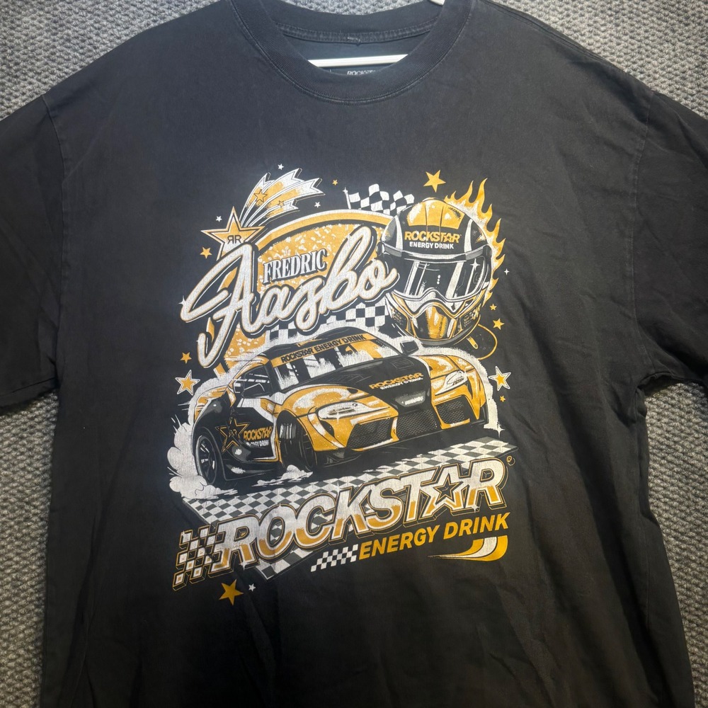 Rockstar Energy Drink Fredric Aasbo Drift Racing Graphic Tee Mens XL Black